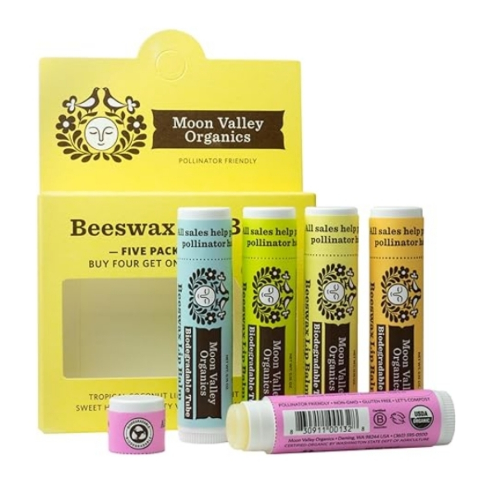 (Pack Of 5) Organics Beeswax Lip Balm for Moisturizing Lips and Cuticles